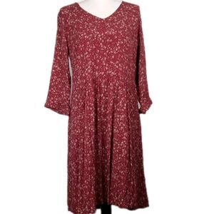 Garnet Hill Red Floral Midi Dress